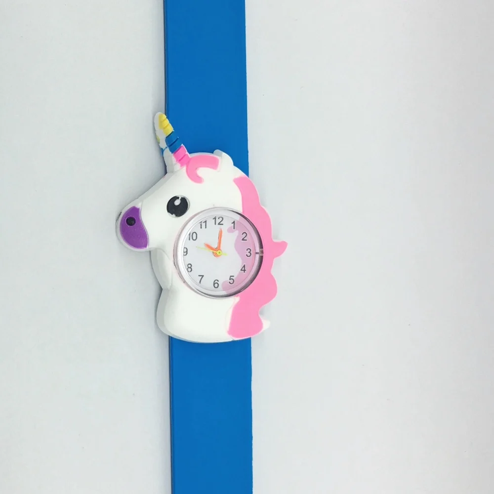 Fashion lovely cartoon 3D pattern unicorn design kids children watches wholesale girls students slap snap gift birthday watches