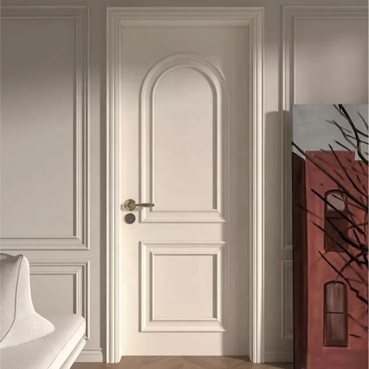 High quality interior solid wood custom MDF wood Oak veneer French lacquered wood doors