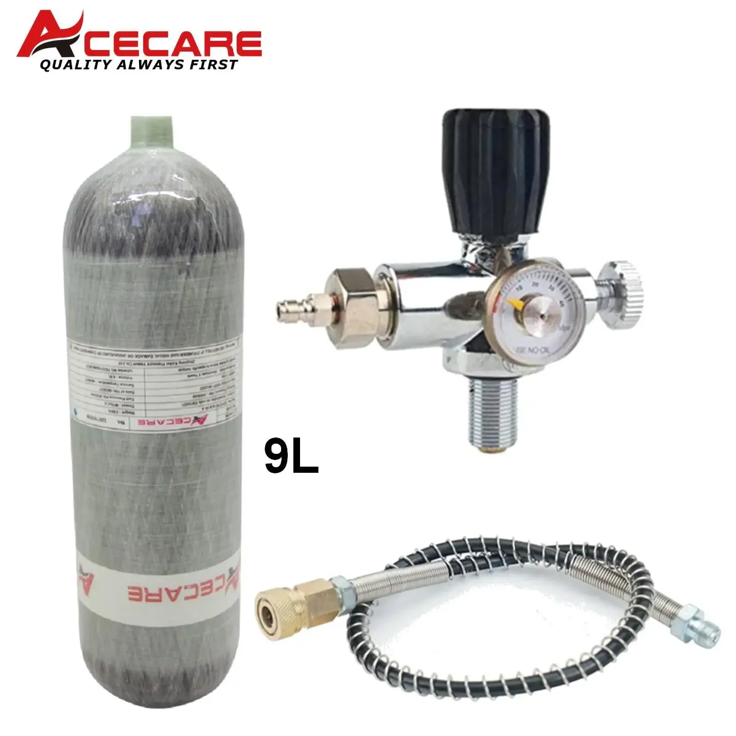 ACECARE 9L CE 300bar 4500psi High Pressure Cylinder with Integral Valve for Diving and Firefighting and Rescue SCBA
