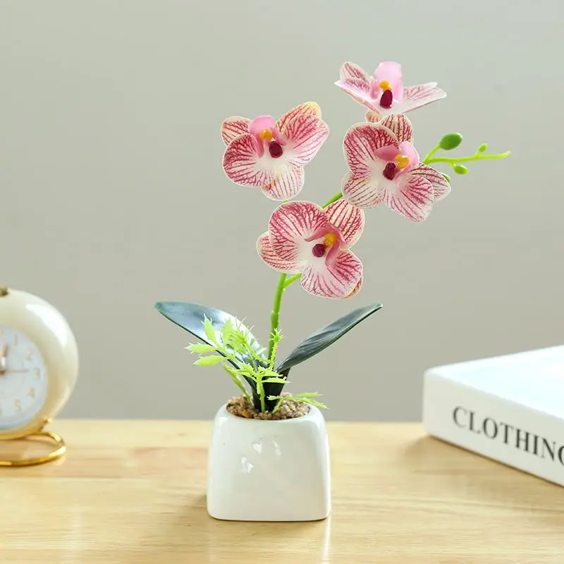 Artificial Orchid Real Touch Forever Flowers Plant Pot Decorative