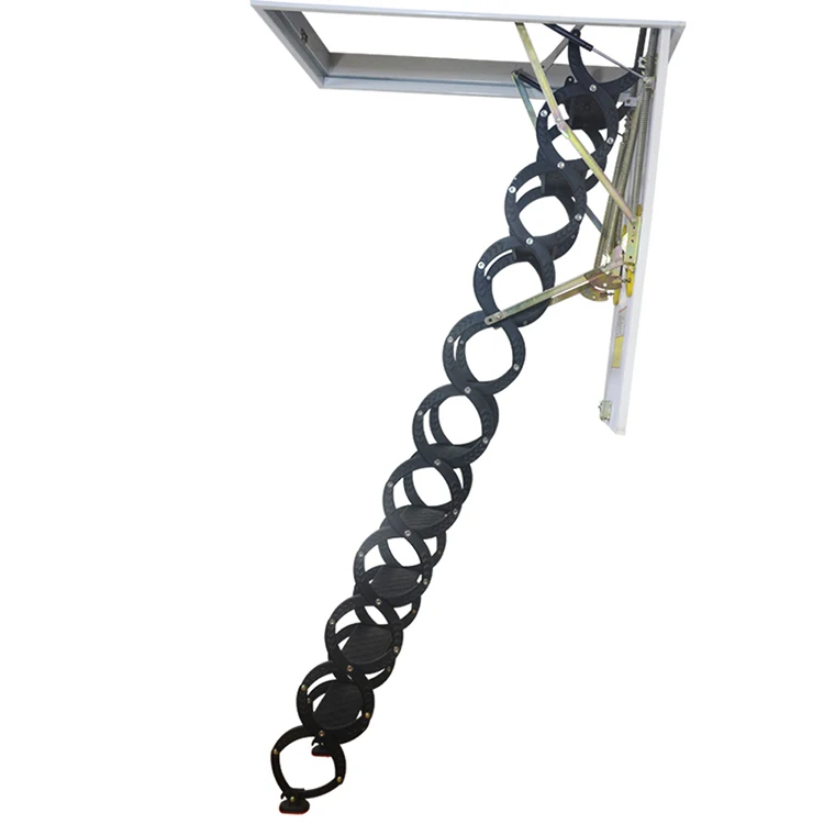 Внутренняя выполненная на заказ стальная ручная потолочная выдвижная лестница, другая лестница для чердака телескопа