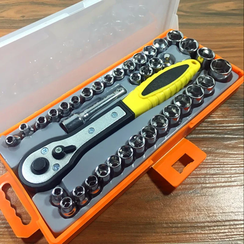 40PCS Tool Set Ratchet Socket Wrench and Screwdriver Set with Bits