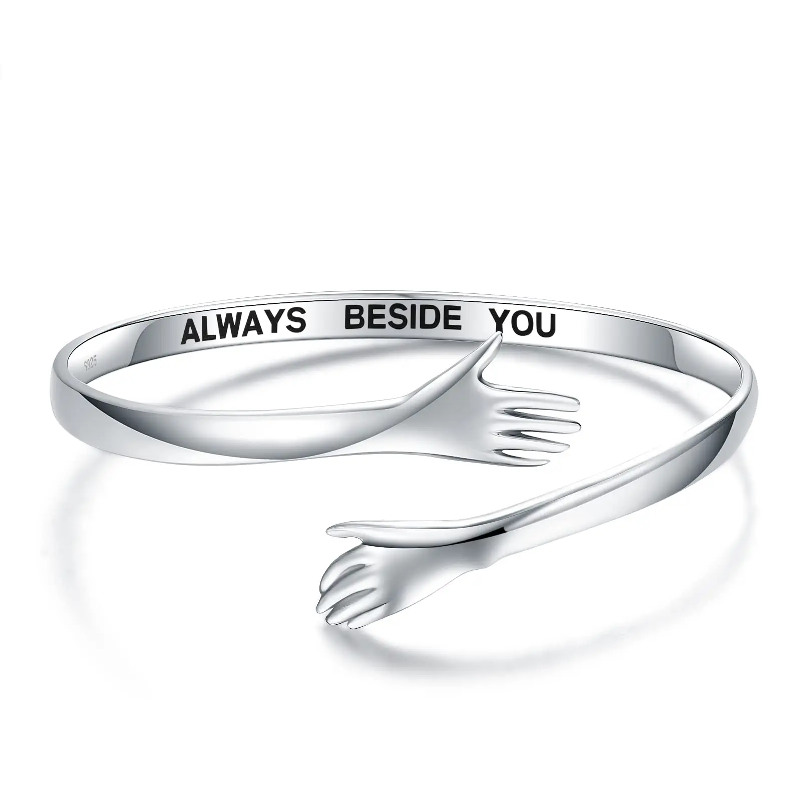 2024 Fashion 925 Silver Bracelet Adjustable Silver Hand Hug Couple Bracelet Always Beside You Hugging Bracelet For Women Jewelry