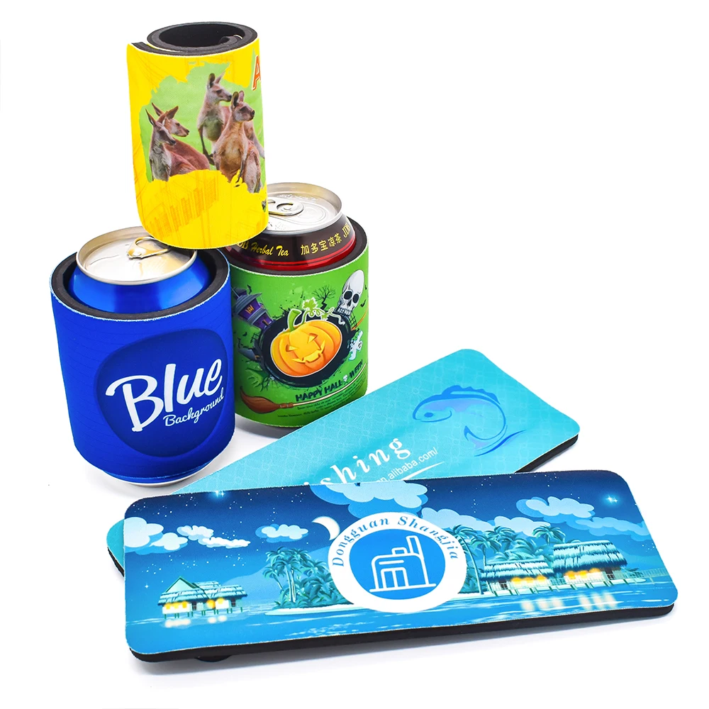 Print logo stubby holder neoprene sleeves sublimation blanks can cooler sleeve slap wrap coolers for 330ml cans