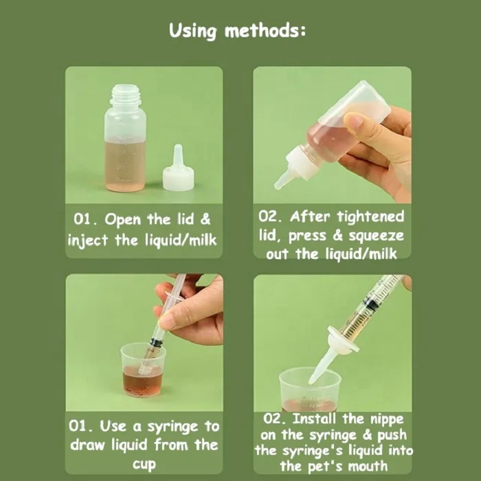 Wholesale Newborn PuppiesFeeding Syringe Milk Pet Feeding Bottle Silicone Pet Nursing Nipple With Syringe