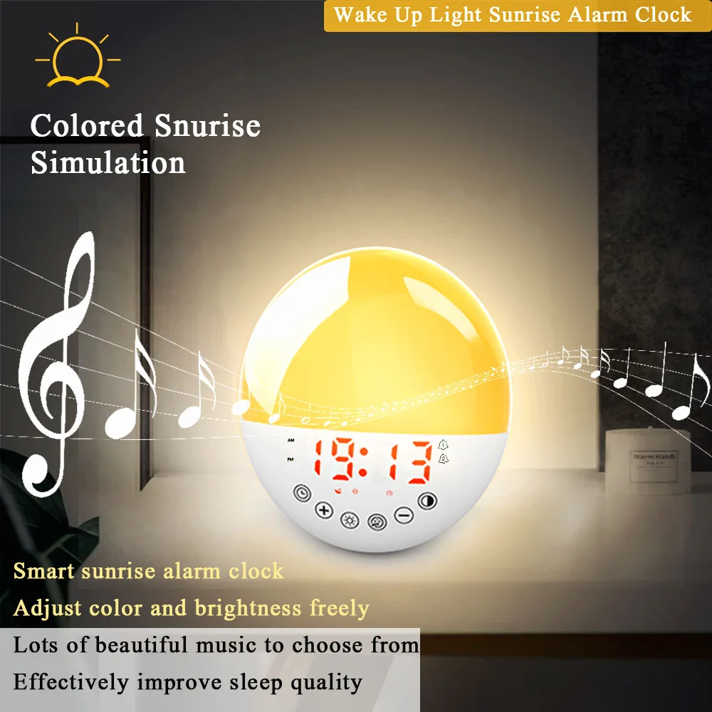 Hot Sale Analog Sunrise Sunset Wake Up Smart Clock Colorful Night Light Alarm Clock Avicii - Wake Up My Kid Alarm Clock
