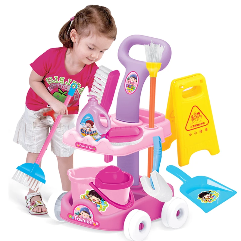 Kids interior cleaning house pretend furniture trolley cleaning kit toy