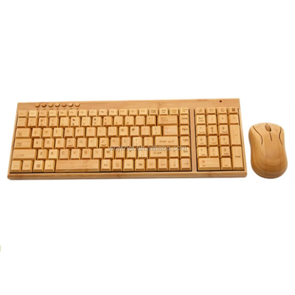 2024 New Product Ideas Original New Desktop Wireless Russian Version Layout Bamboo Keyboard and Mouse Combo Set