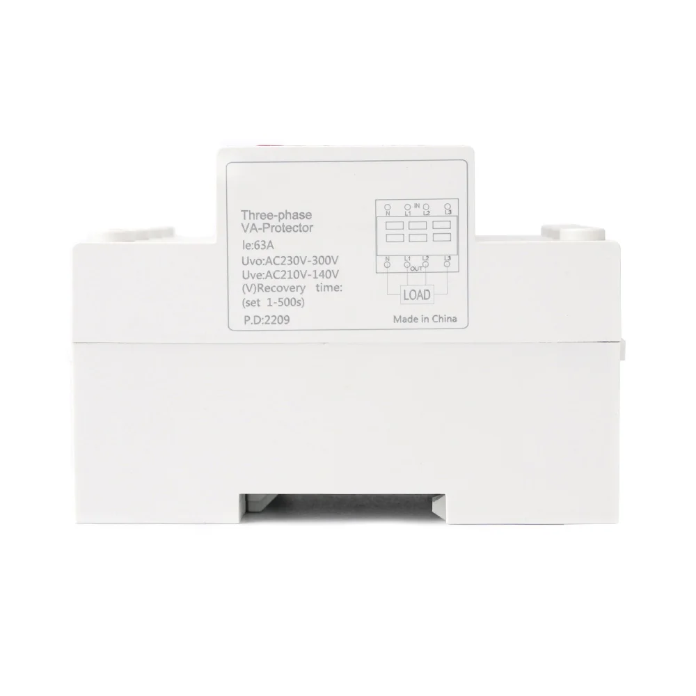 Hot selling 63A Three Phase Din rail under voltage and over voltage protector