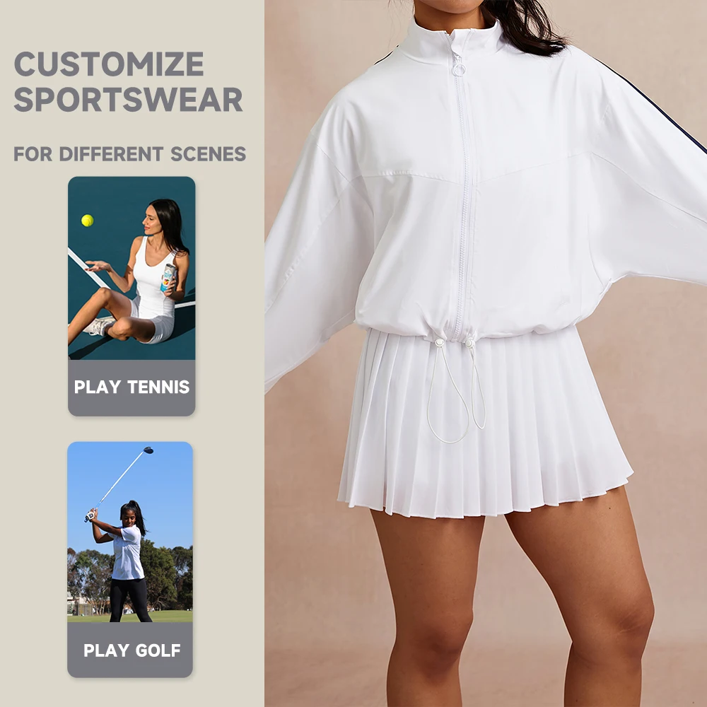 Luckpanther Adjustable Rope Buckle Full Zipper Outdoors Long-sleeved Fitness Top Gym Fitness Jacket For Tennis Golf Running