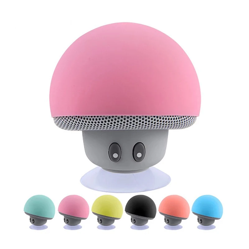 Cute Mushroom Portable Wholesale USB Mini Wireless BT Speaker with Suction Cup