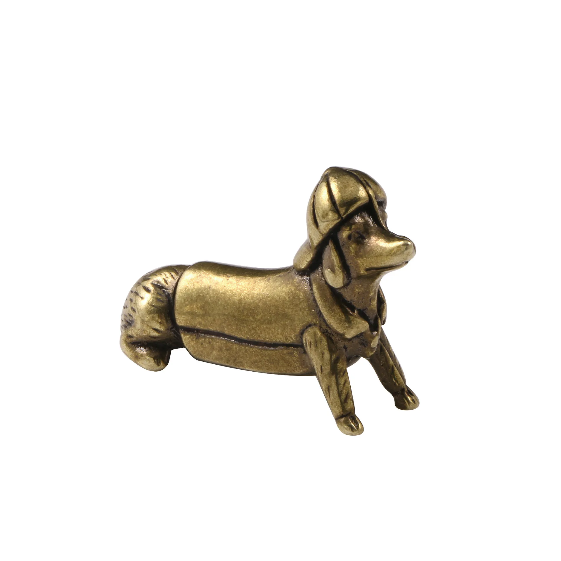 Brass material made of puppy ornaments cute dog zodiac dog bronze figurine toys.