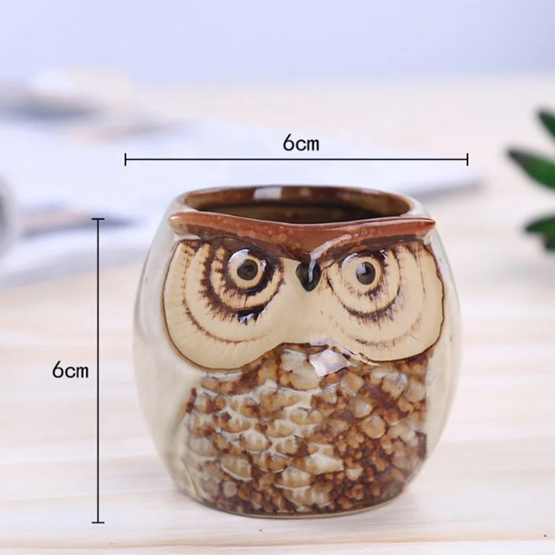 ceramic mini  owl porcelain flower pot planter for home decoration