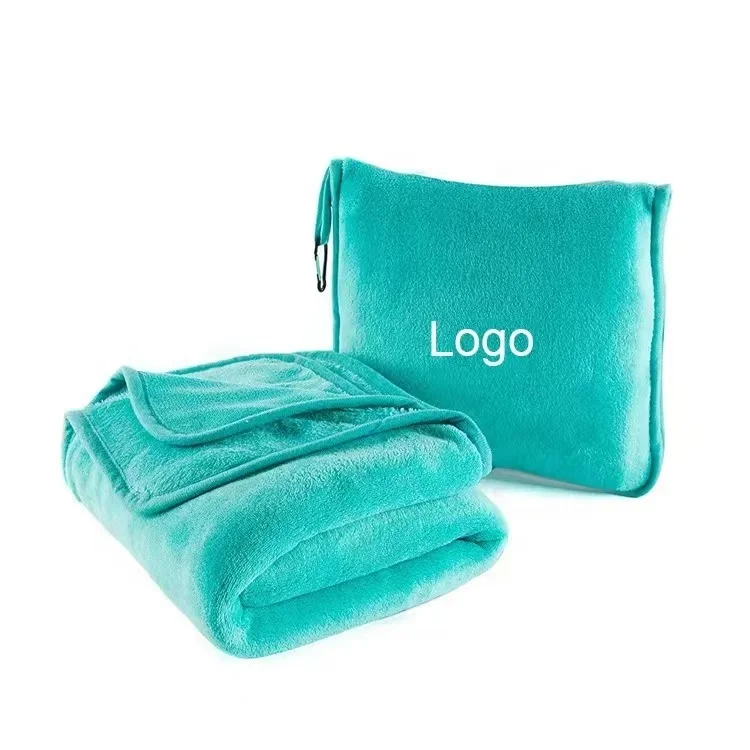 Travel Blanket And Pillow, 2 In 1 Airplane Blanket With Soft Bag Pillowcase, Hand Luggage Sleeve And Backpack Clip Travel Pillow