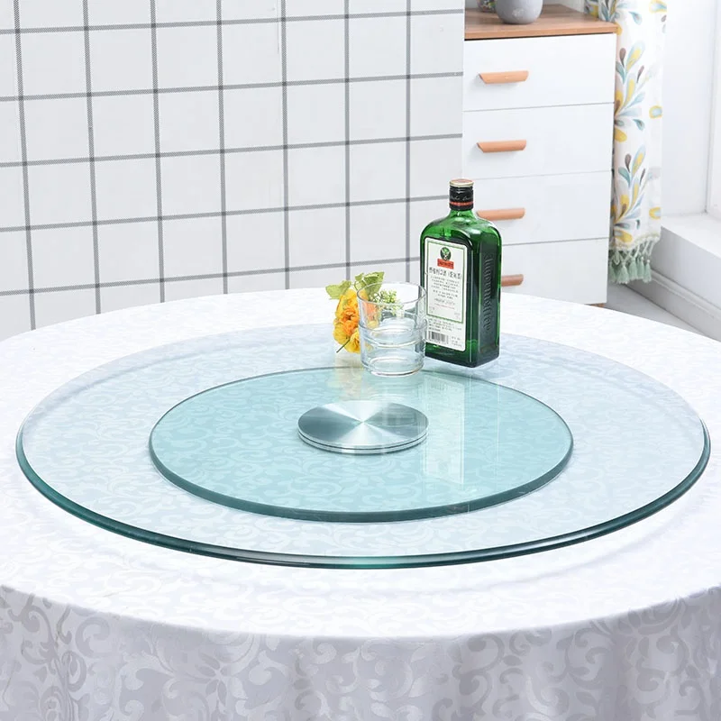 60cm (23.6inch) Tempered Glass Lazy Susan Turntable, Round Tabletop Rotating Serving Tray for Dining Table