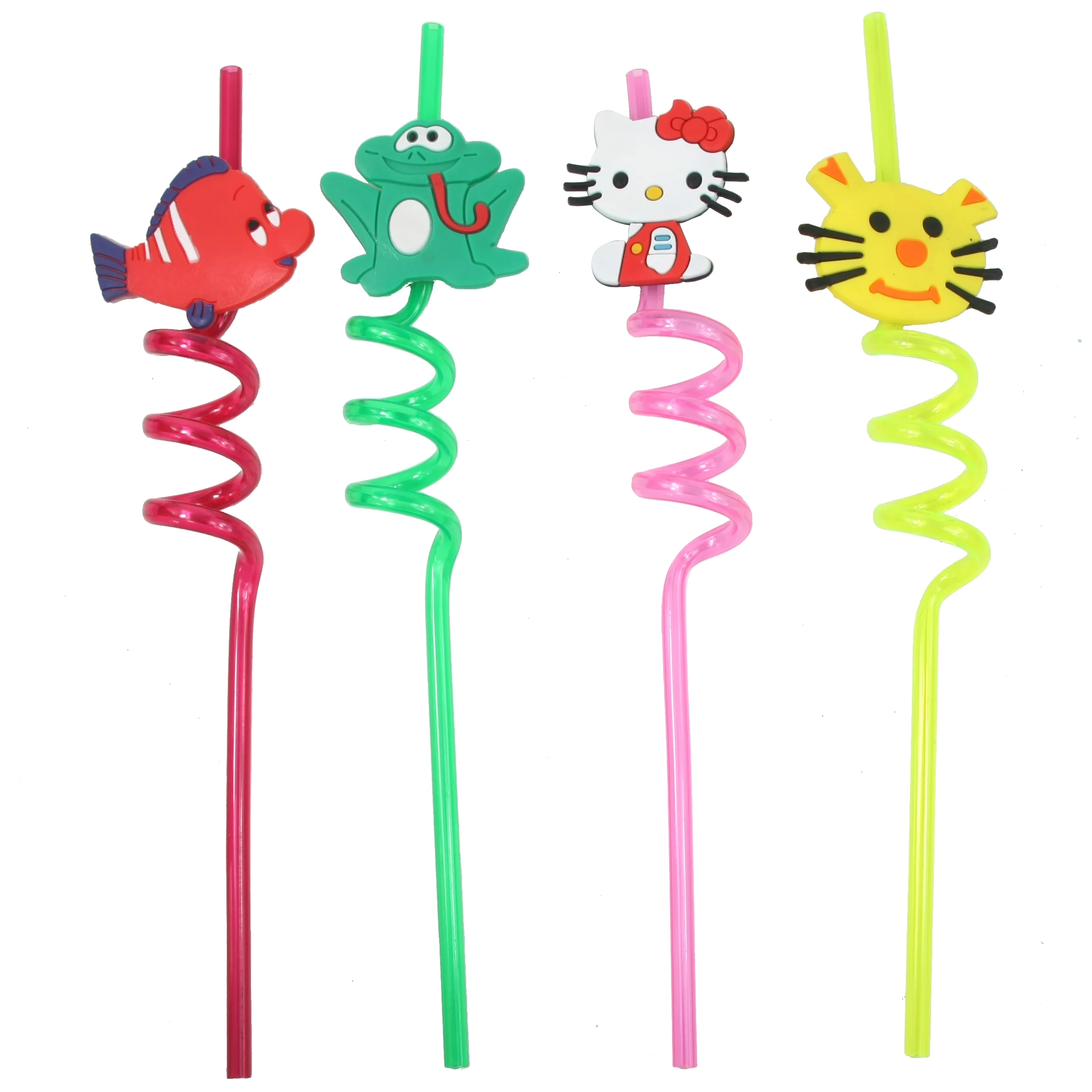 Красочные кудрявые Симпатичные соломинки для детского дня рождения многоразовые пластиковые питья