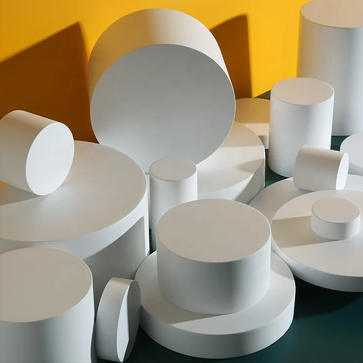 High Quality Low Gloss Smooth Surface White Cylinder Photography Prop Background Art Ornament