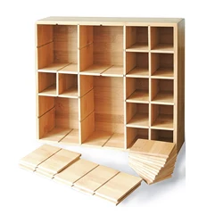 Wooden Spice Rack Shadow Box Adjustable Bamboo Drawer Dividers Organizer for Wall Mount Counter Top Cabinet