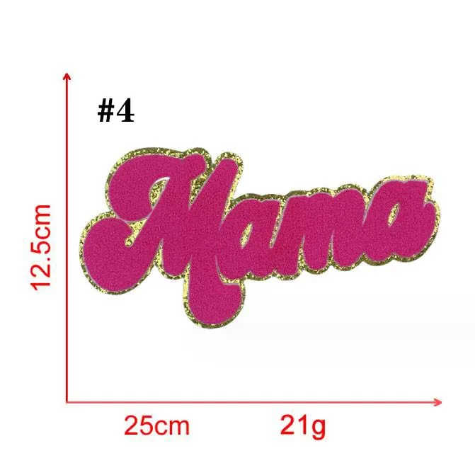 Glitter Chenille Mama Patches Heat Press Patches