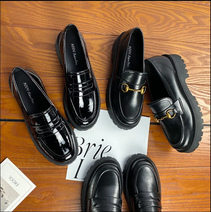 new design brand black color women british style comfortable platform latest fashion shoes