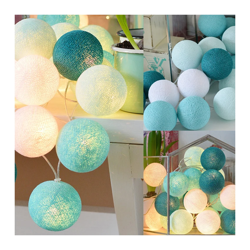 6CM Cotton Ball String lamparas Battery Operated Colorful Garland Fairy Lights for Home Wedding Christmas Party Outdoor Decors