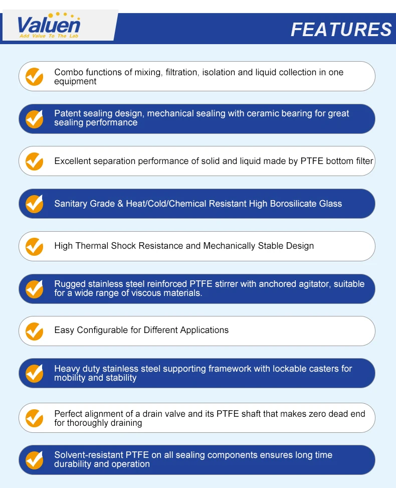 Valuen 20L Vacuum Reactor Glass Vessel In Chemical Laboratory Agitation Tank Glass Reactor Glass crystallization kettle