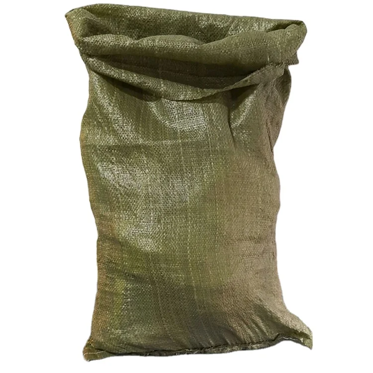 Plastic woven PP garbage green bag 50 kg green sacks 26x40