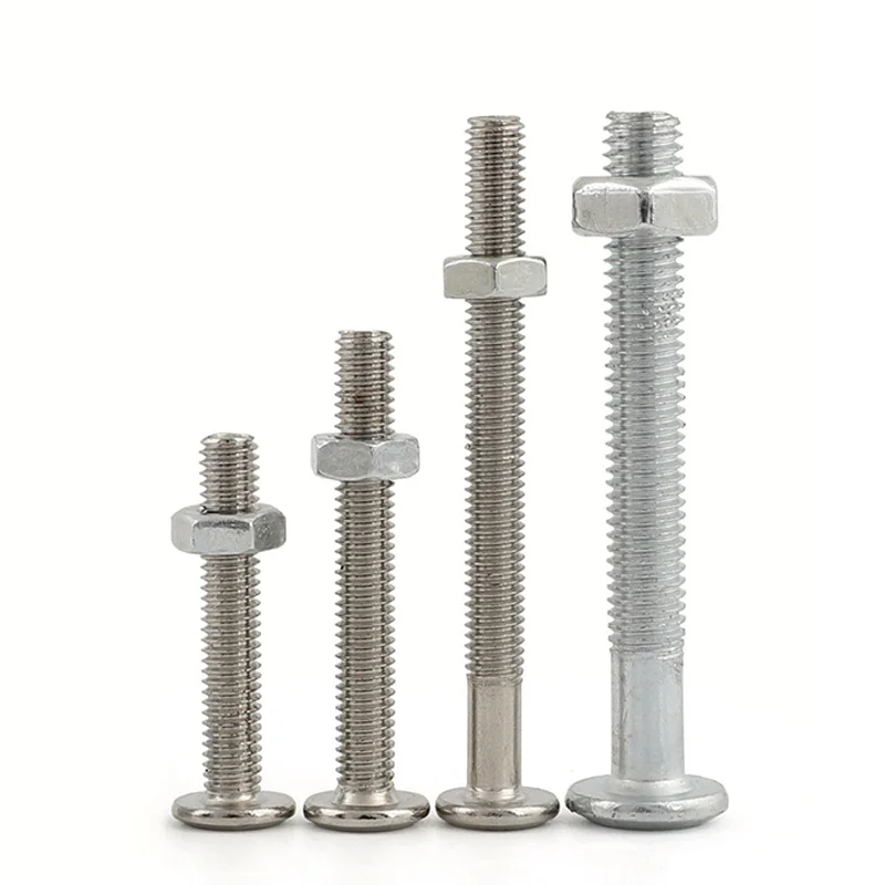 Flat Round Head Carbon Steel Phillips Inverted Edge Head Male Thread Bolt Screw Full Thread Suitable for Double Bed Furniture