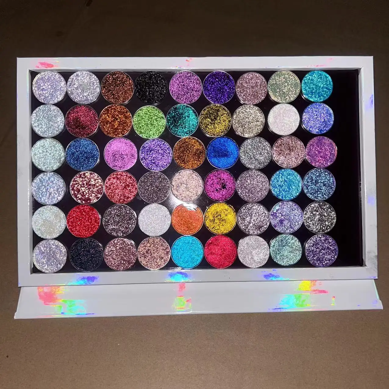 duochrome multi duochrome sparkly multi colors Luminous vegan glitter magnetic pan multi chrome eyeshadow