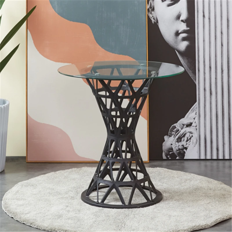 
Free sample home Furniture wholesale modern round top glass dining room table with pp legs 