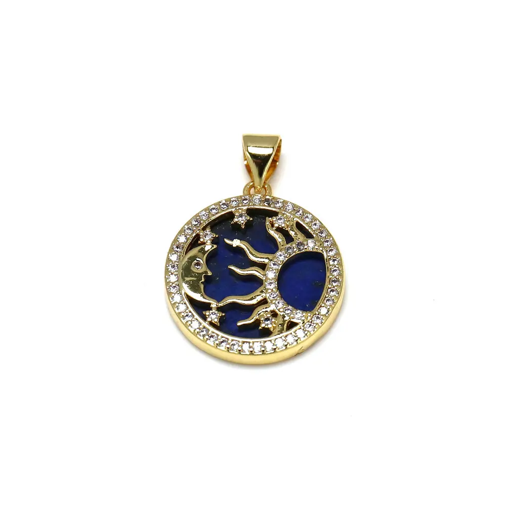 Retro Six Pointed Star Lapis Lazuli Stone Pendant Personalized Astrology Horoscope Charm For Necklaces