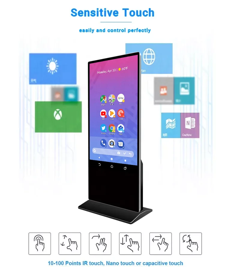 55 inch wall mounted digital signage floor stand electronic advertising screen