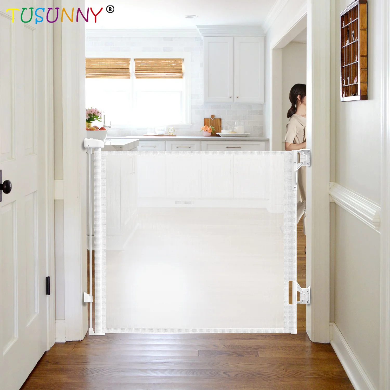 Portable Folding Safety Barrier Stair Retractable Baby Extra Tall Pet Security Indoor Gate