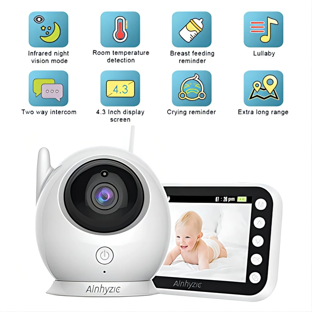 4.3inch Screen baby monitor camera 2way talk back wireless baby monitoring Camera Night Vision temperature baby monitor