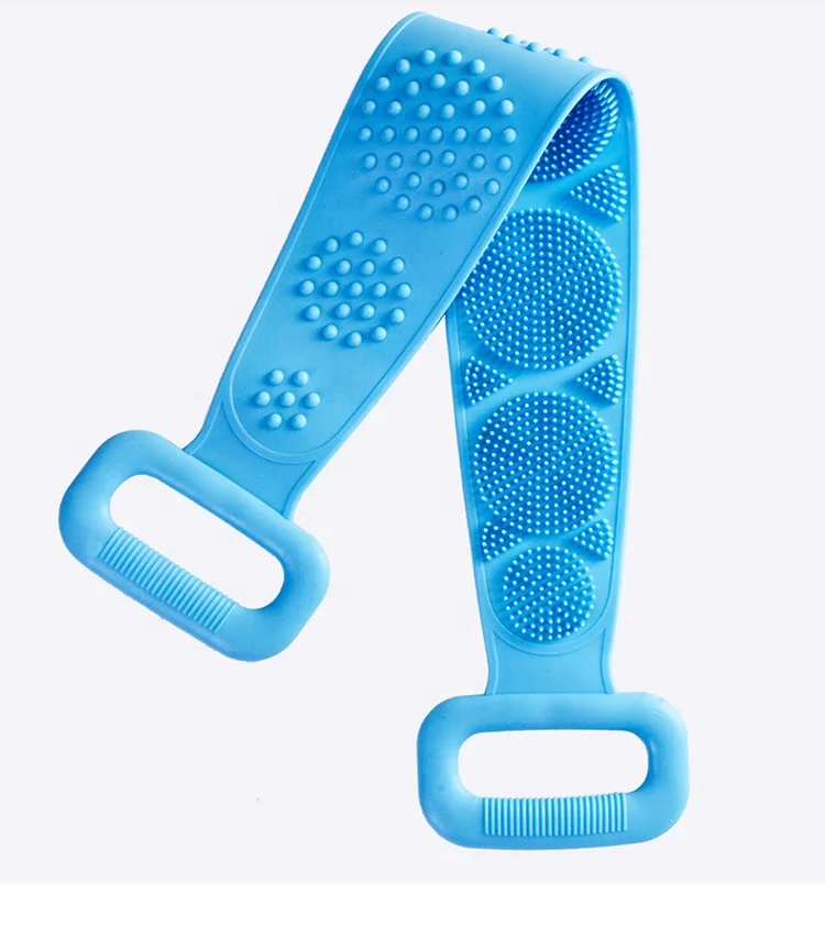 wholesale Fashionable multi function double-sided Back Body Brush Belt  silicone cleaning bath towel