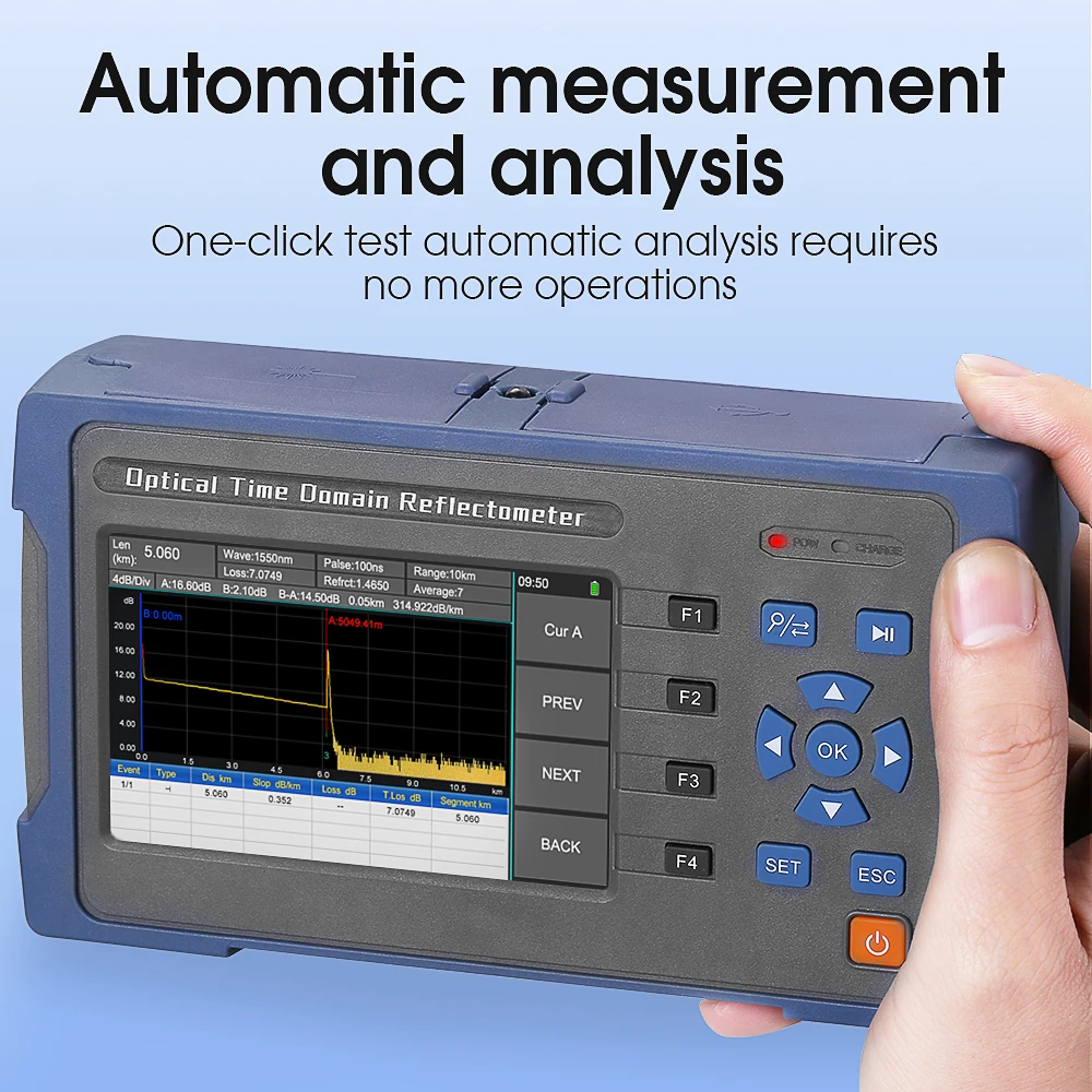 COMPTYCO Mini OTDR AUA601A 1550nm 24/22dB Fiber reflectometer touch screen OLS OPM + VFL 60km -50~+26dBm