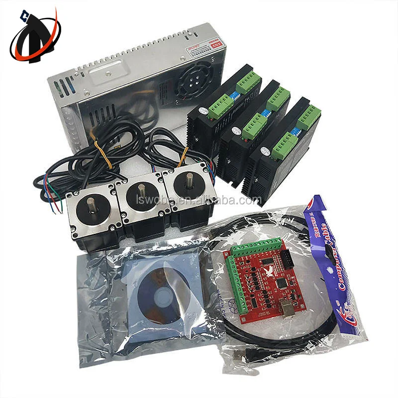 Nema 34 Nema 23 CNC Steper Motor Bundle for Precision Machining 3 Stepper Motor+3 DM542 Driver+Power Supply+Mach3 Control Card