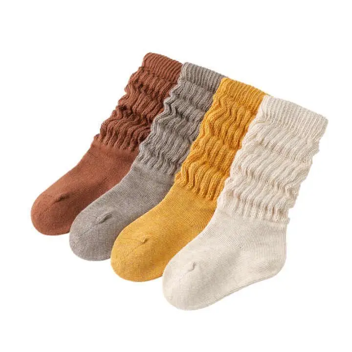 Bonypony 18colors 0-6year organic cotton baby socks gift wholesale premium scrunched style Toddler Baby slouch Socks