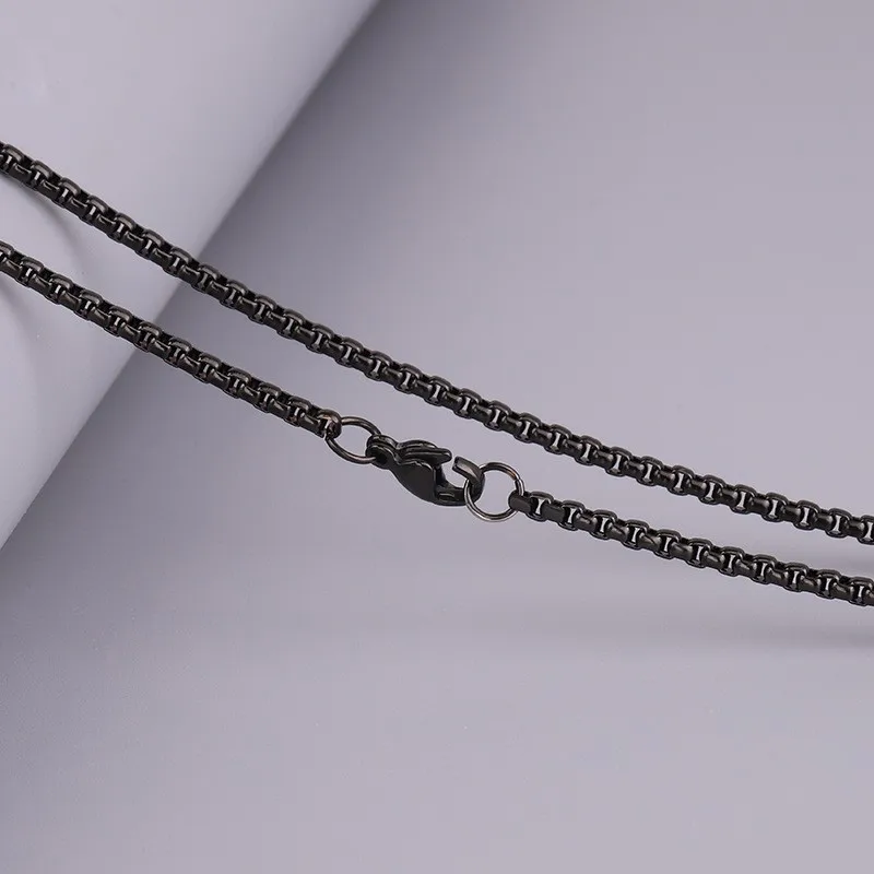 Stainless Steel 18k Gold Necklace Titanium Steel Square Pearl Necklace Thick Chain Corn Chain For Men