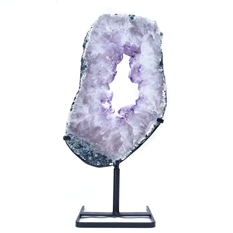 Big Natural Rock Amethyst Geode Slabs Brazil Agate Amethyst Slice With Druzy Amethyst Geode For Decoration