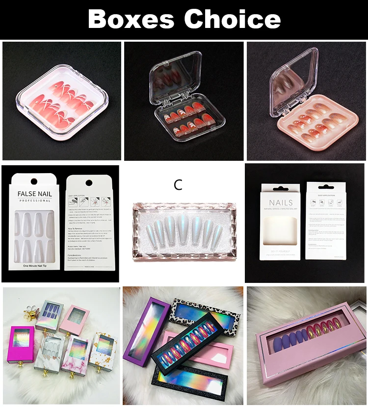 W131 24pcs Artificial Fingernails Colorful Private Label Fake Nails Almond French Short Gel False Nails Press On Nail package