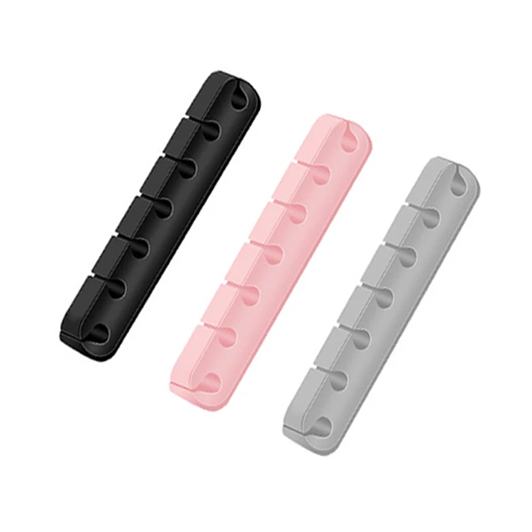 7slots flexible self adhesive silicone wire cord cable holder organizer management clips for desktop USB earphone