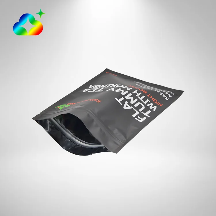 2022 Amazon Hot Sale High Quality Print Matte Finish Stand Up Food Pouch Packaging Black Ziplock Bags For Tea