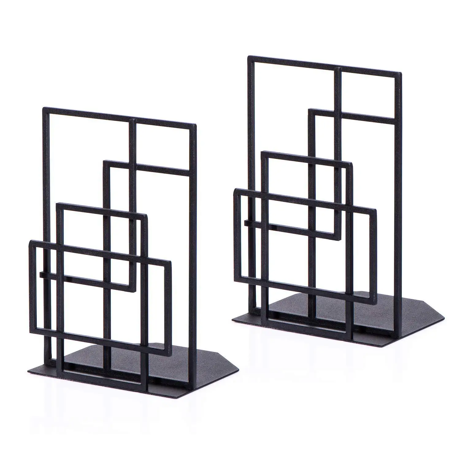 Decorative black metal bookshelf heavy-duty shelf modern style bookend