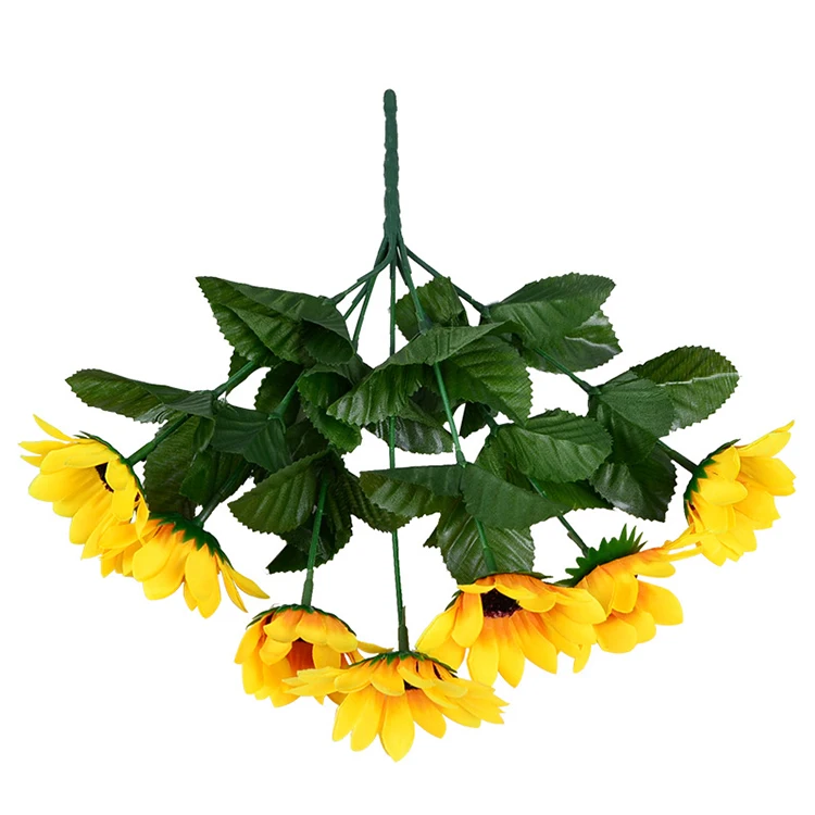 Yellow Sunflower Silk Artificial Flowers Bouquet For Home Decoration Office Party Garden Decor