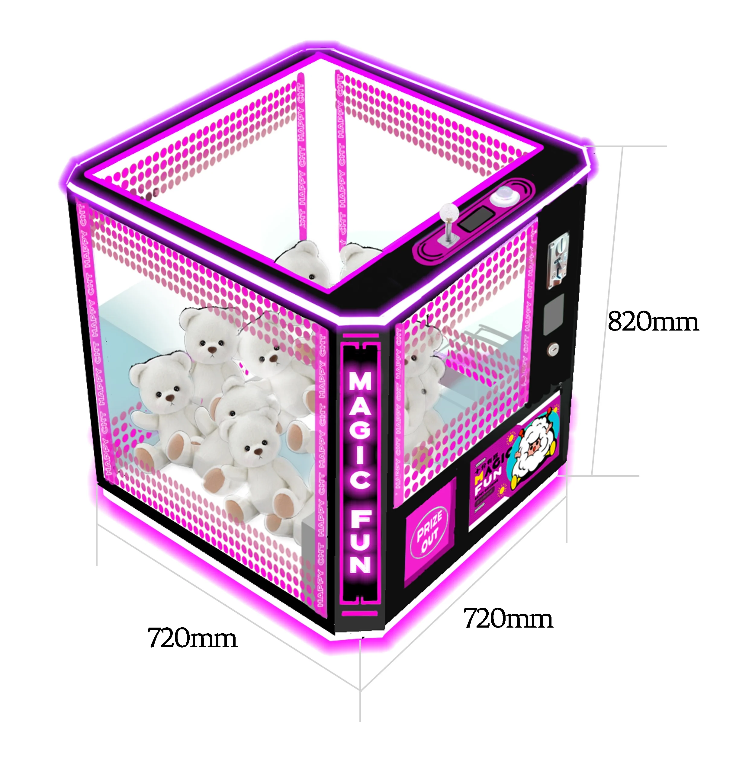 Neofuns Magic Fun Cube Claw Crane Machine Seven Colors Single Mini Claw Machine