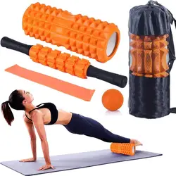 Pilates accessories Yoga fitness exercise latex TPE ring + yoga workout EVA foam roller + body muscle massage roller stick ball