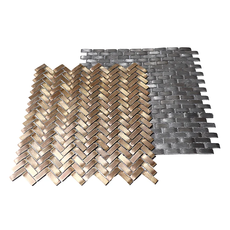 Factory Best Selling 100% Aluminum Brushed Wall  Matt Gold Mosaic Tile Wall Decor