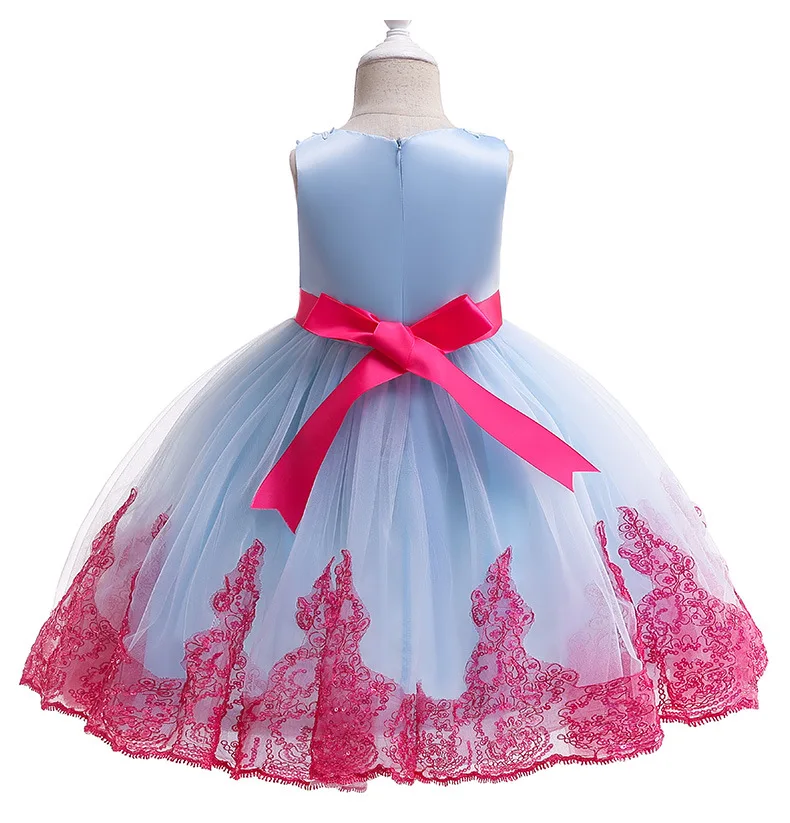 Latest design Luxury lace flower frocks embroidery girl dresses for wedding princess Baby girl dress party