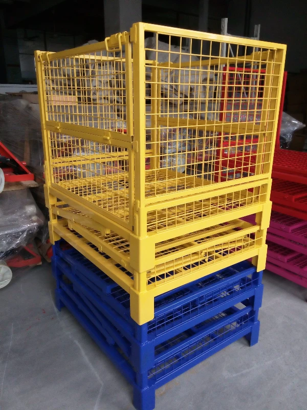 Mesh Pallet Box Collapsible Containers Metal Storage Basket Wire Storage cage,Warehouse Cage Heavy Duty Collapsible Box